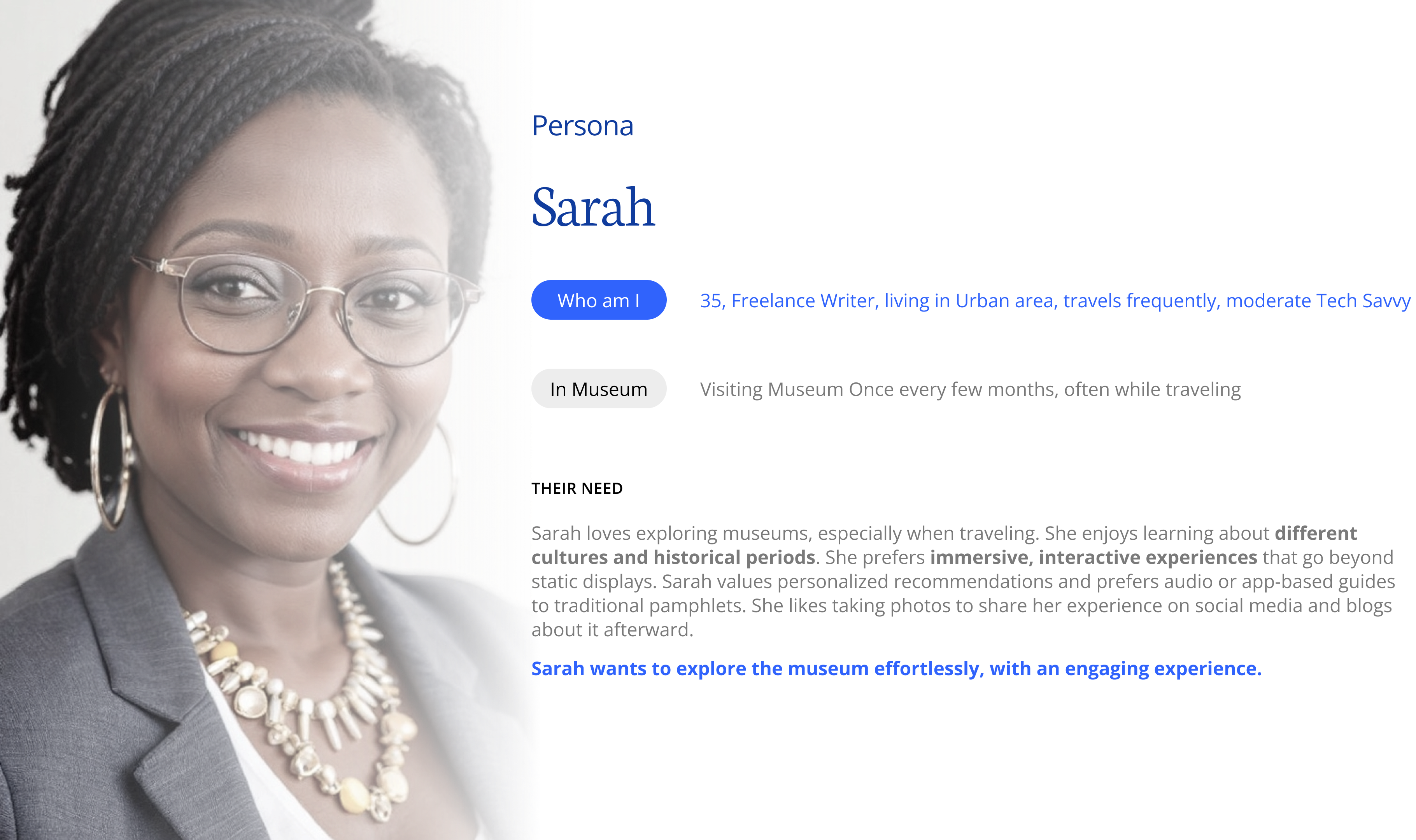 Sarah persona — freelance writer, 35, urban, travels frequently