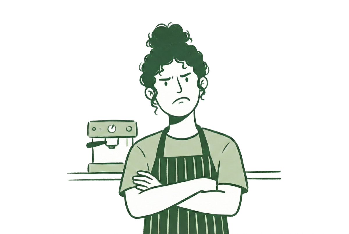 Illustration of a barista with arms crossed